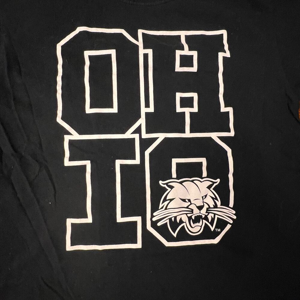 OU Ohio University Bobcat Black White OHIO Short Sleeve Shirt Crew Neck Small - Picture 8 of 8